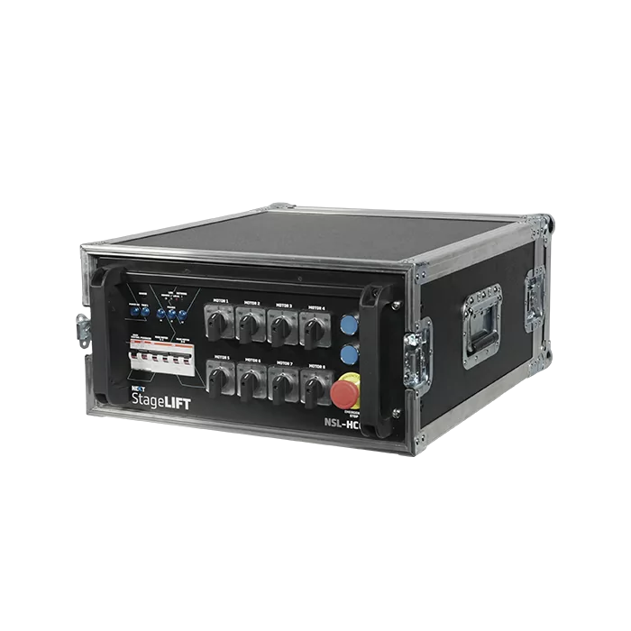 NSL-HC08 / DE 8 CH CONTR.,DIRECT,RACK MOUNTABLE, LINKABLE – DE IN: CEE 32/5P, OUT: 2 HARTING, 2 SOCAPEX, 4X16A/4P